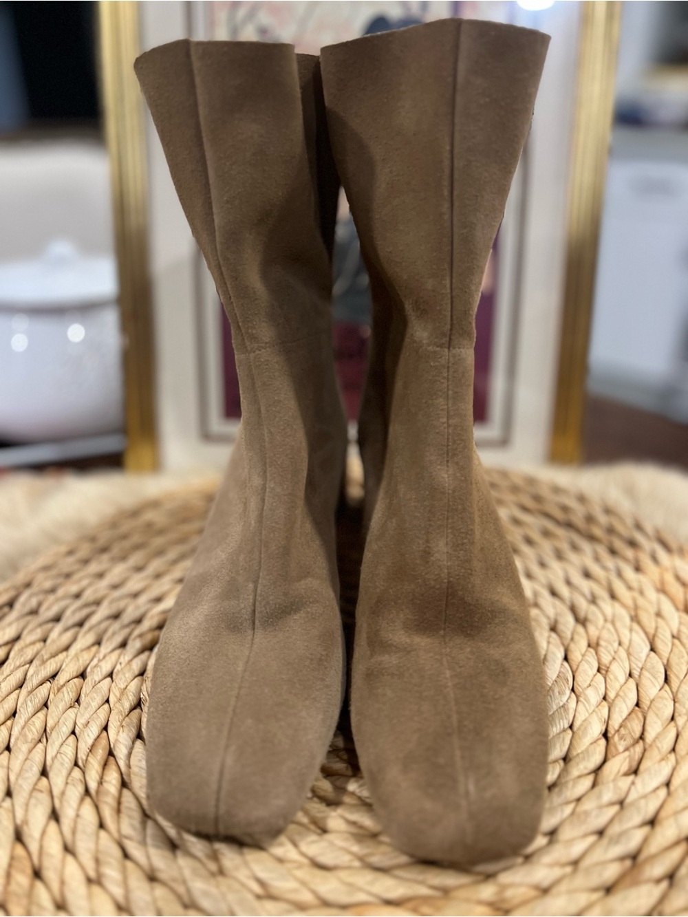COCLICO Brown Suede Heeled Sock Boots